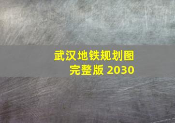 武汉地铁规划图完整版 2030